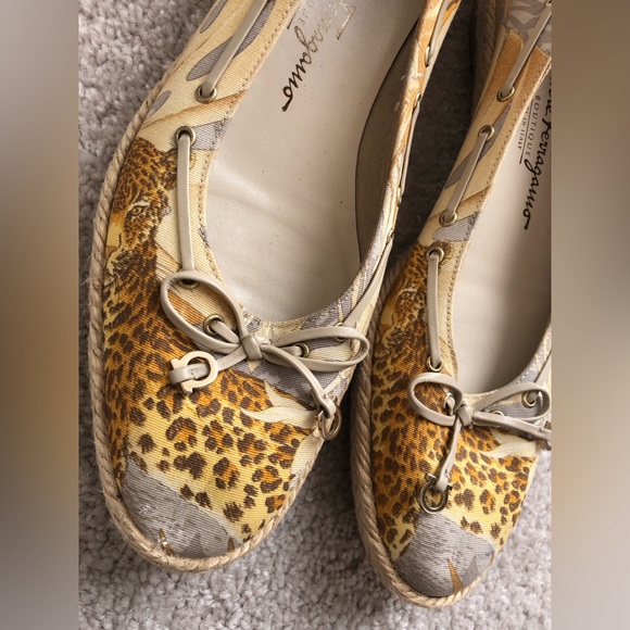 Salvatore Ferragamo Leopard Floral Espadrilles Sandals 8 4A - Picture 2 of 14